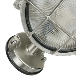 Wandlampe außen Messing massiv Riffelglas E27 IP64 SERIFOS