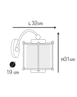 Wandlampe außen Messing massiv Glas H: 31 cm IP53 E27