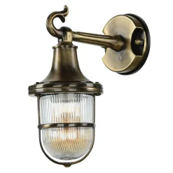Wandlampe Außen Messing Riffelglas Hof Maritim IP64