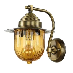 Wandlampe Außen Messing Riffelglas Maritim Hof