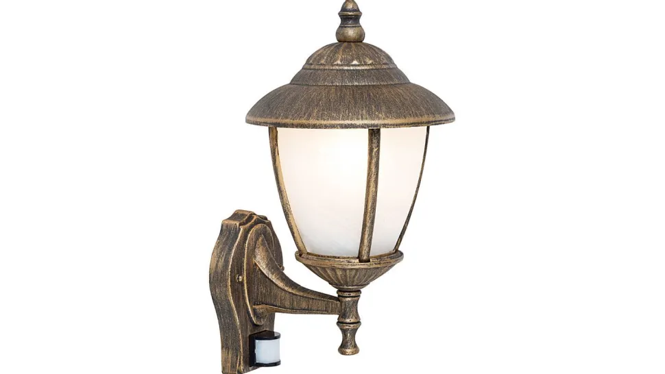 Wandlampe Außen mit Sensor Gold blendarm IP43 Hof