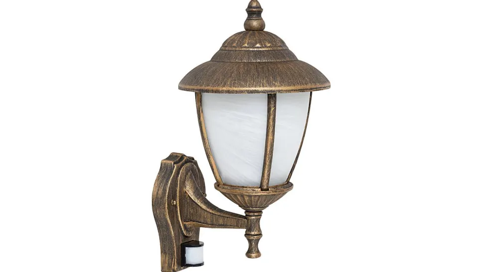 Wandlampe Außen mit Sensor Gold blendarm IP43 Hof
