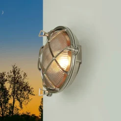 Wandlampe Außen Nickel Echt-Messing IP64 Maritim