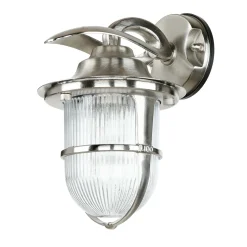 Wandlampe außen Riffelglas Messing in Nickel E27