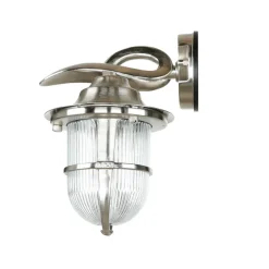 Wandlampe außen Riffelglas Messing in Nickel E27