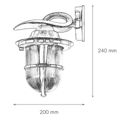 Wandlampe außen Riffelglas Messing in Nickel E27