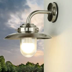 Wandlampe Außen Rustikal Nickel Echt-Messing