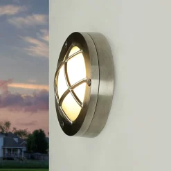 Wandlampe Außen Rustikal Nickel Echt-Messing rund