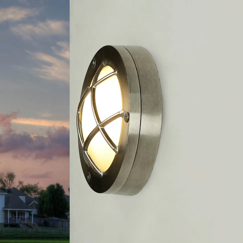 Wandlampe Außen Rustikal Nickel Echt-Messing rund