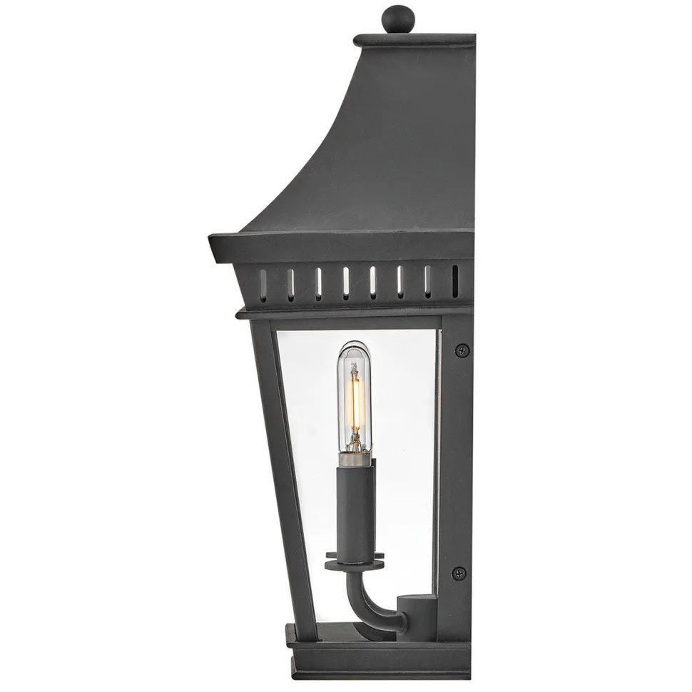 Wandlampe außen Schwarz E14 IP44 H: 39,4 cm Aluminium Glas