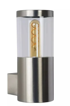 Wandlampe Außen Stahl in Chrom IP44 H:23 cm E27 Balkon