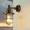 Wandlampe Außen Terrasse Hof Messing Riffelglas IP64