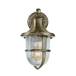 Wandlampe Außen Terrasse Hof Messing Riffelglas IP64