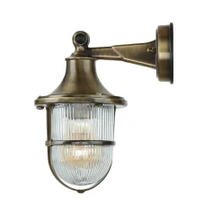 Wandlampe Außen Terrasse Hof Messing Riffelglas IP64