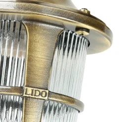 Wandlampe Außen Terrasse Hof Messing Riffelglas IP64