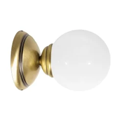 Wandlampe Bad Ø 12 cm Kugelschirm Glas Messing E14