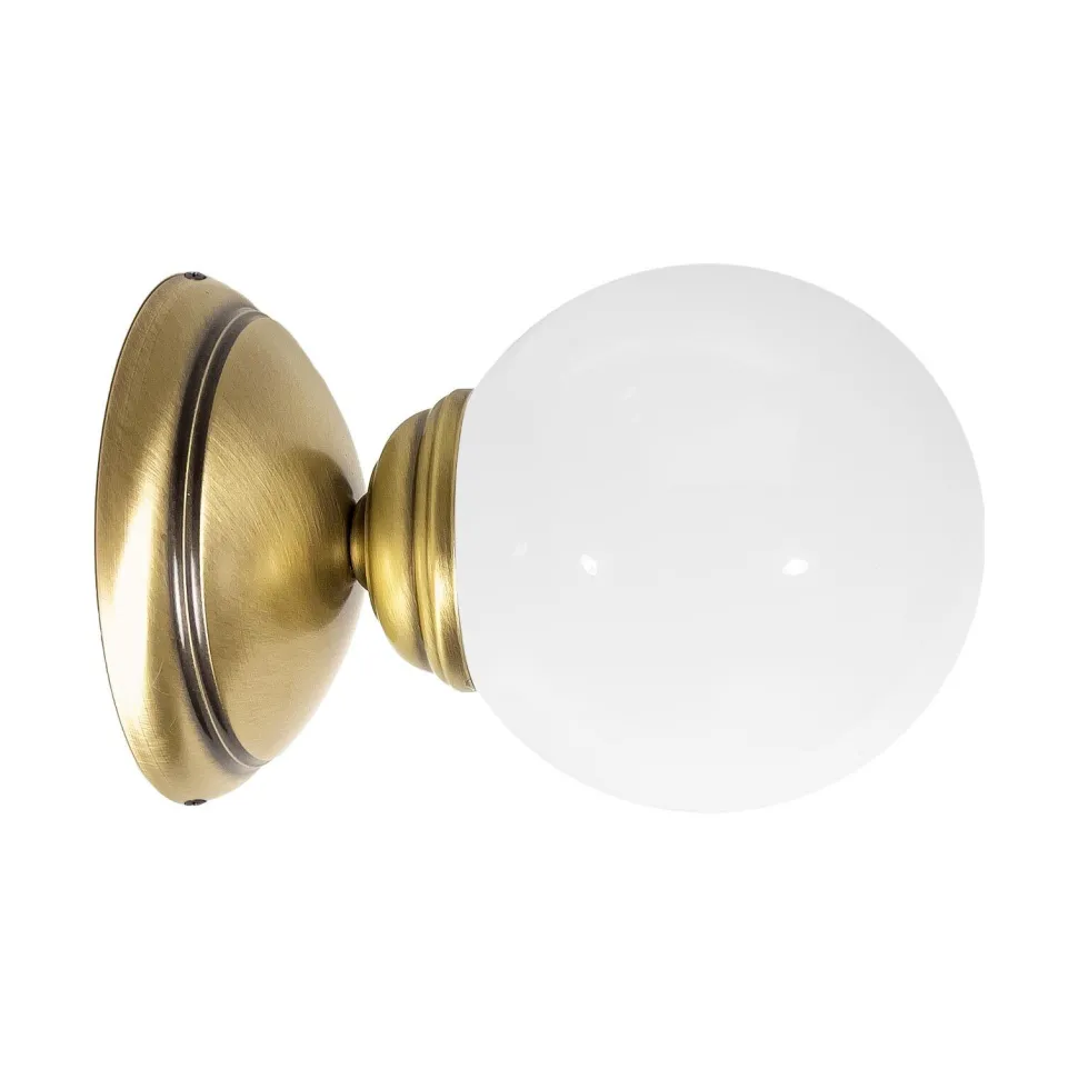 Wandlampe Bad Ø 12 cm Kugelschirm Glas Messing E14