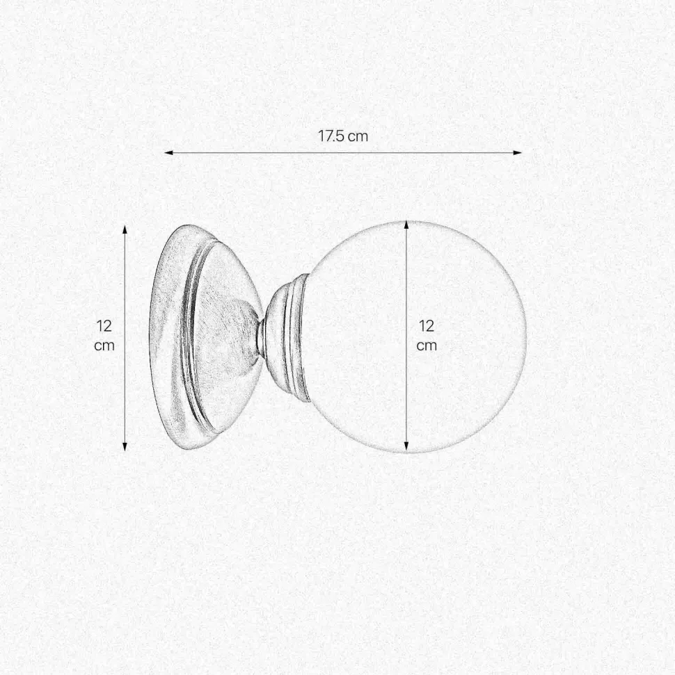 Wandlampe Bad Ø 12 cm Kugelschirm Glas Messing E14