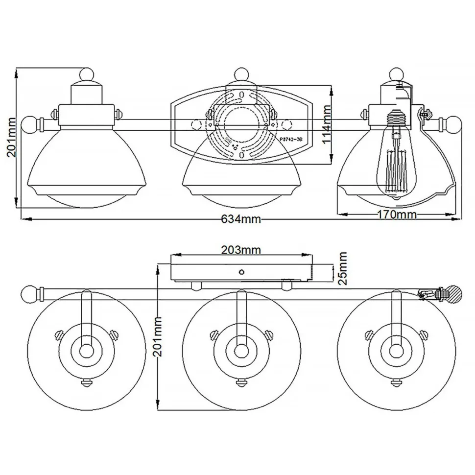 Wandlampe Bad Chrom aus Metall Glas B: 63,4 cm IP44 E27
