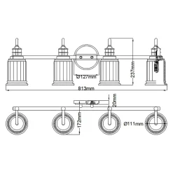 Wandlampe Bad groß 91,3 cm lang mit G9 LED 3000 K