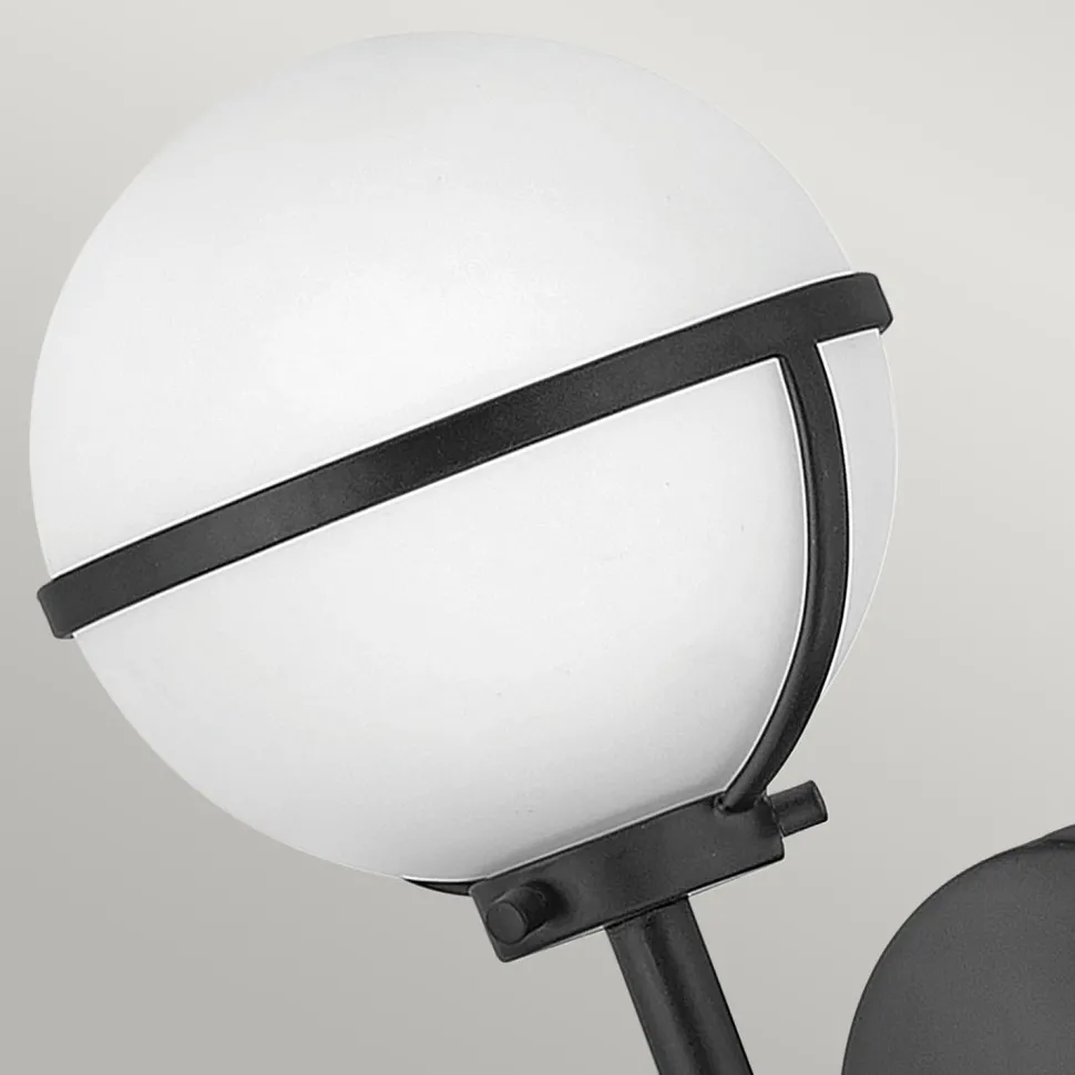 Wandlampe Bad H: 40,3 cm IP44 Schwarz Weiß Metall Glas