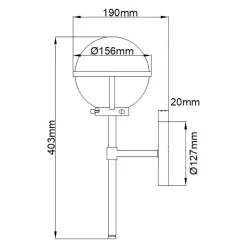 Wandlampe Bad H: 40,3 cm IP44 Schwarz Weiß Metall Glas