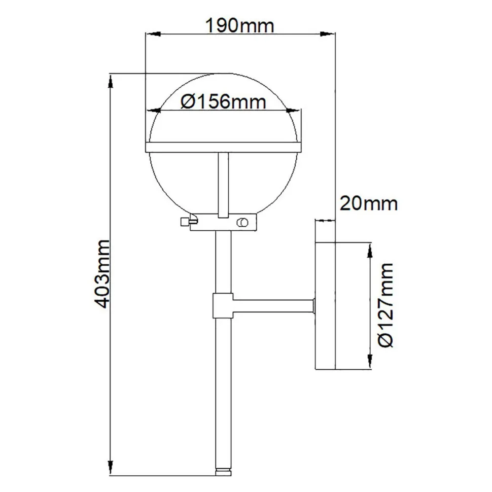 Wandlampe Bad H: 40,3 cm IP44 Schwarz Weiß Metall Glas