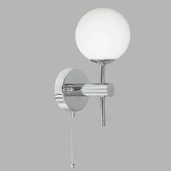 Wandlampe Bad IP44 Weiß Chrom mit Schalter H: 21 cm