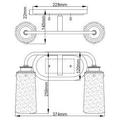 Wandlampe Badezimmer B: 37,4 cm IP44 E27 in Chrom