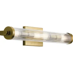 Wandlampe Badezimmer Glas Metall E14 IP44 B: 69,1 cm in Messing