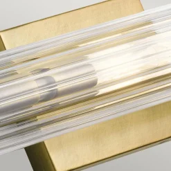 Wandlampe Badezimmer Glas Metall E14 IP44 B: 69,1 cm in Messing