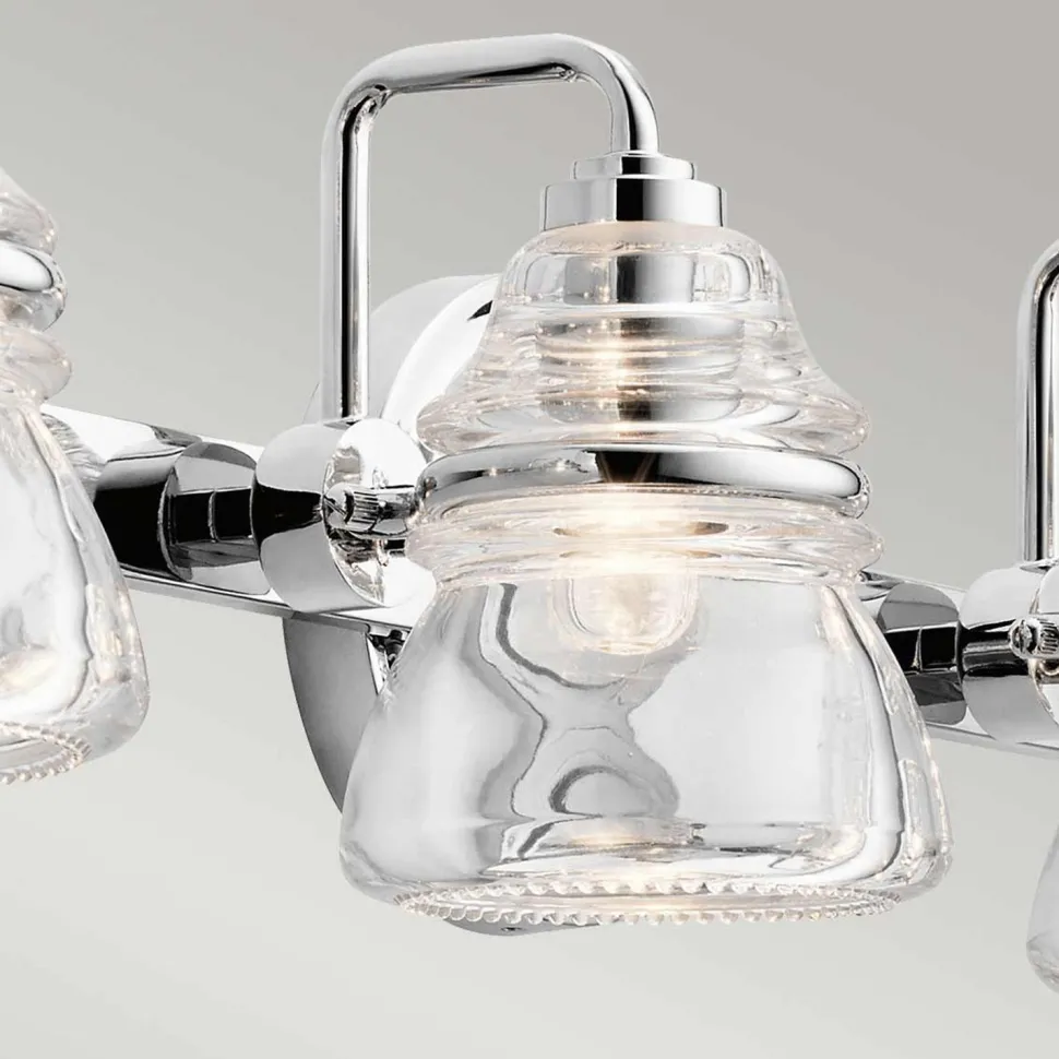 Wandlampe Badezimmer IP44 78,3 cm breit Metall Glas 4x G9 LED