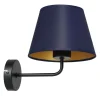 Wandlampe Blau Gold Stoff Metall B:18 cm E27 konisch