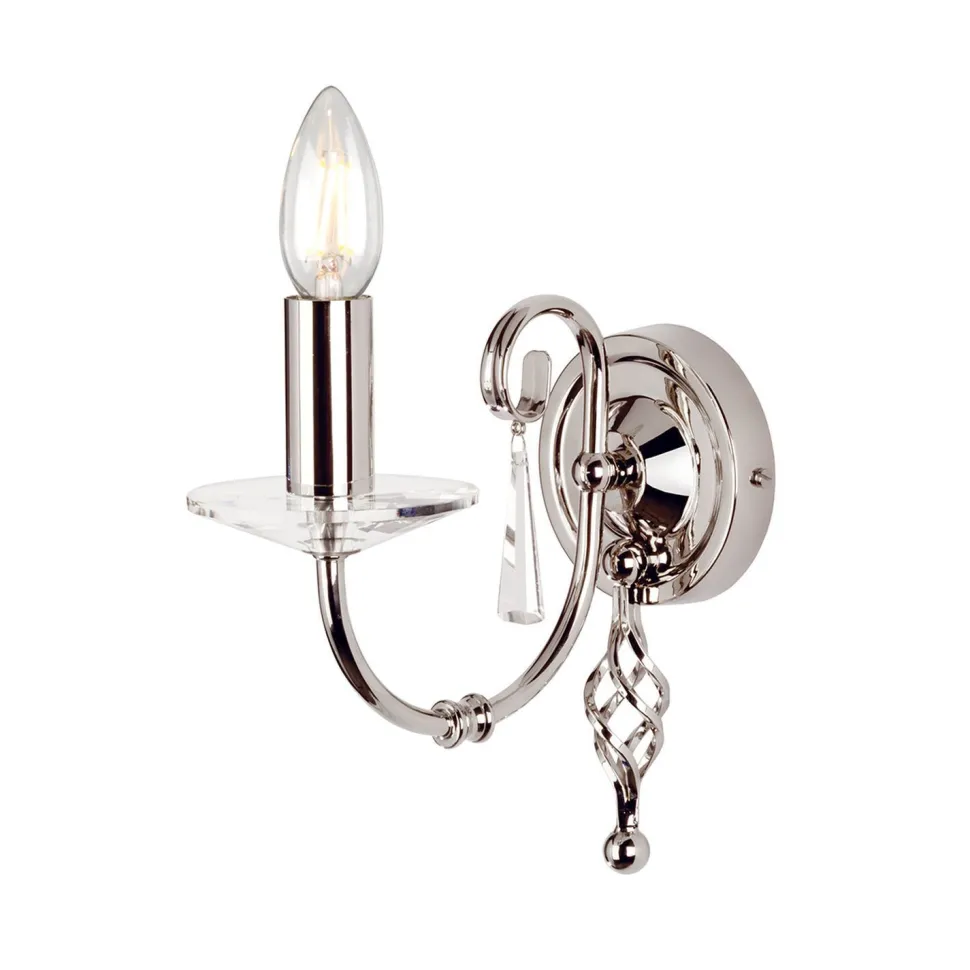 Wandlampe CANDELA in Nickel mit Kristall Klassisch
