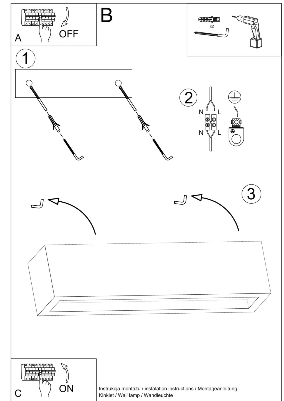 Wandlampe cm Up Down 50 cm indirektes Licht 2x E27 Beton