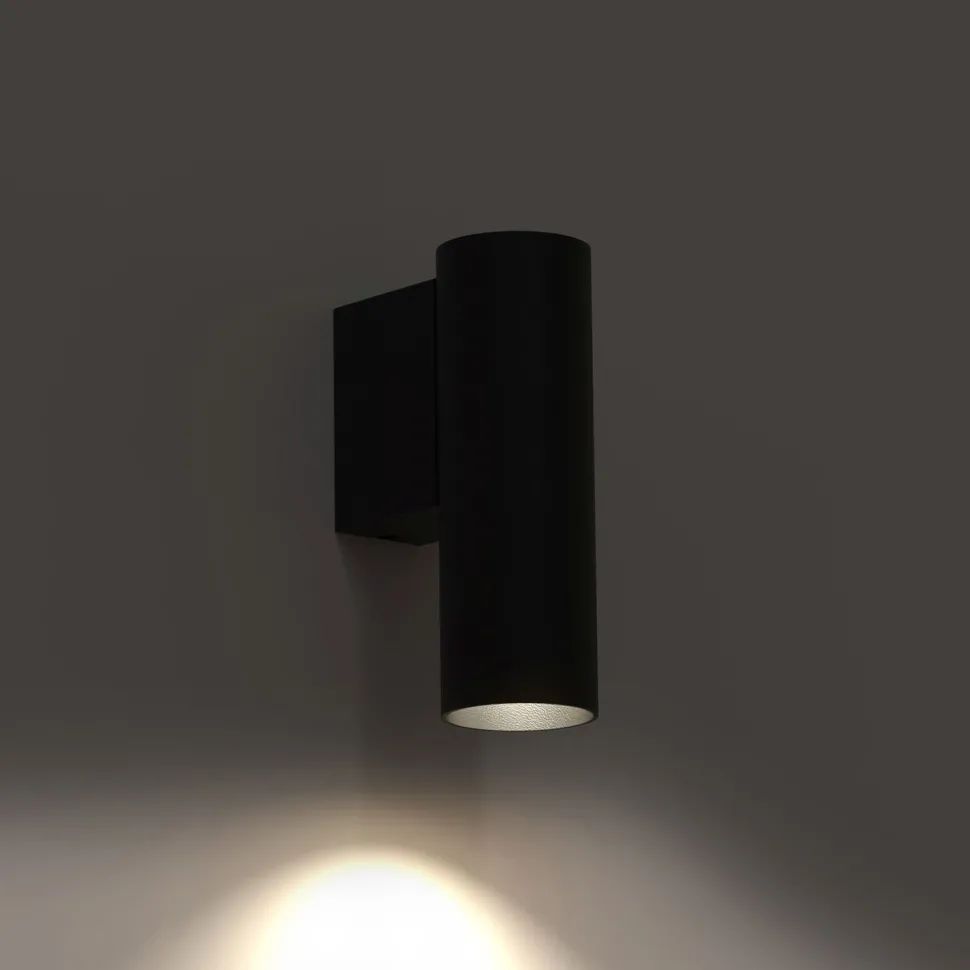 Wandlampe Downlight innen Schwarz GU10 R35 Metall Modern H: 12 cm