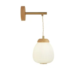 Wandlampe E14 in Messing Weiß Modern Glas Holz Metall
