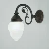 Wandlampe Echt-Messing Antik Glas blendarm E27 T:29 cm