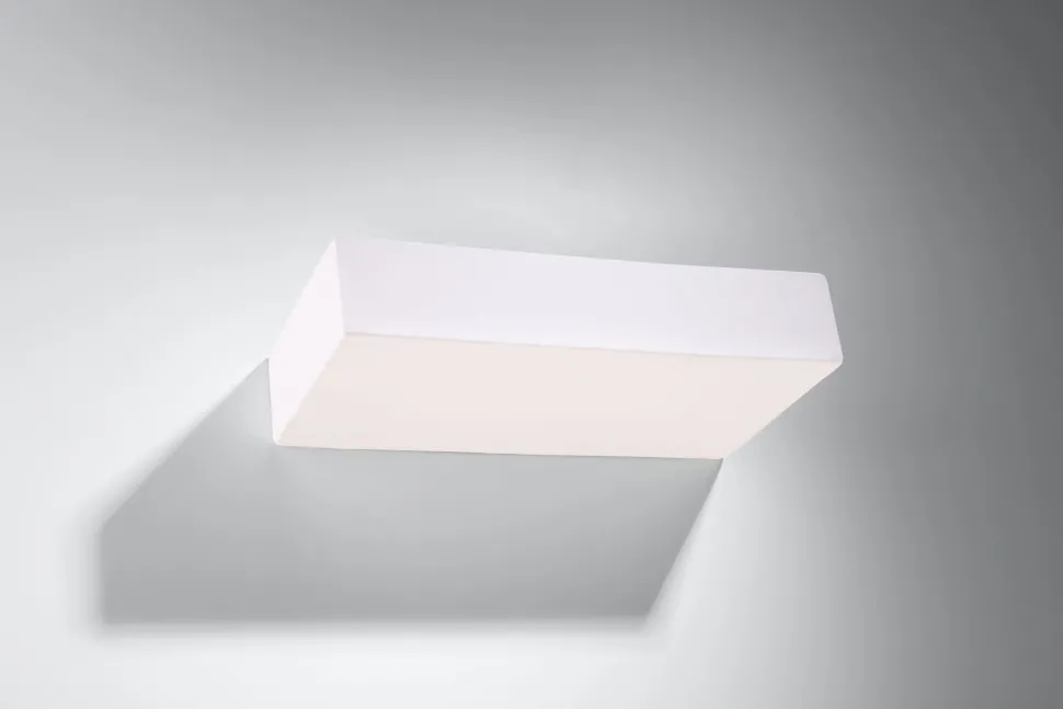 Wandlampe eckig 31 cm breit Keramik bemalbar Weiß