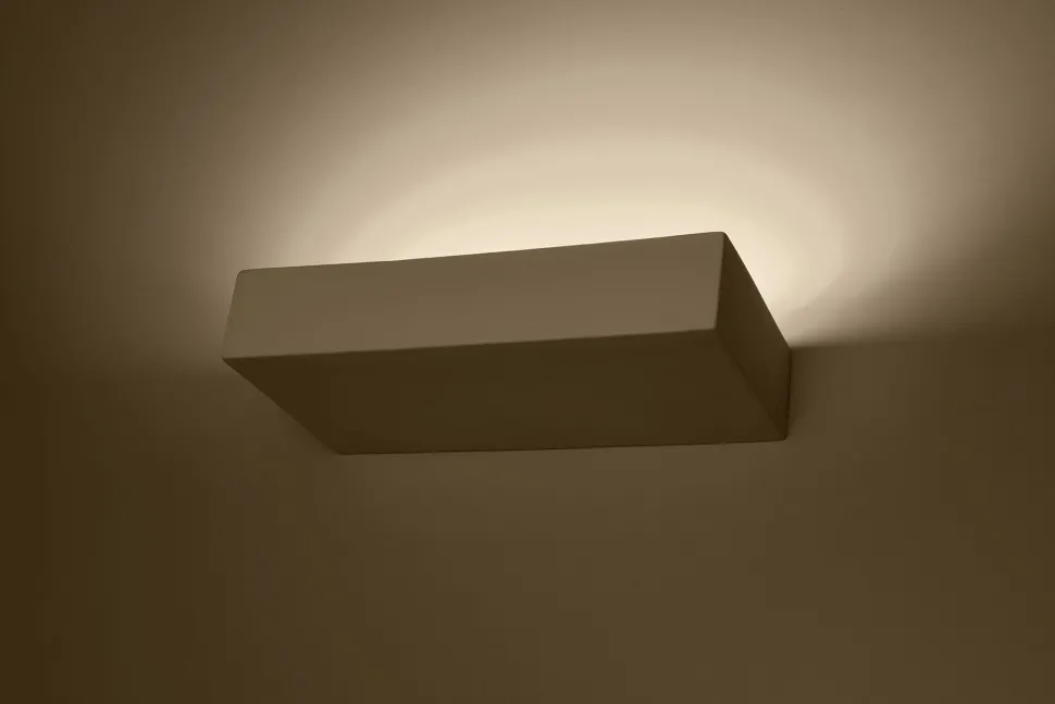 Wandlampe eckig 31 cm breit Keramik bemalbar Weiß