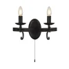 Wandlampe Eisen mit Schalter 2-flammig Schwarz E14 B: 32 cm
