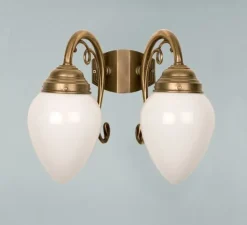 Wandlampe 2-flammig Messing Glas T:23 cm E27 Ornamente