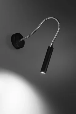 Wandlampe Flexarm verstellbar Schwarz Metall zum Lesen