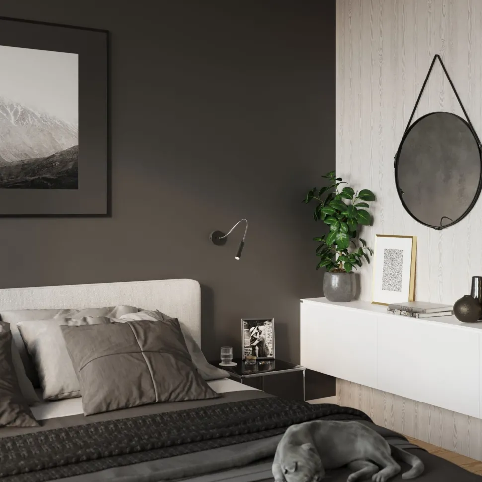 Wandlampe Flexarm verstellbar Schwarz Metall zum Lesen