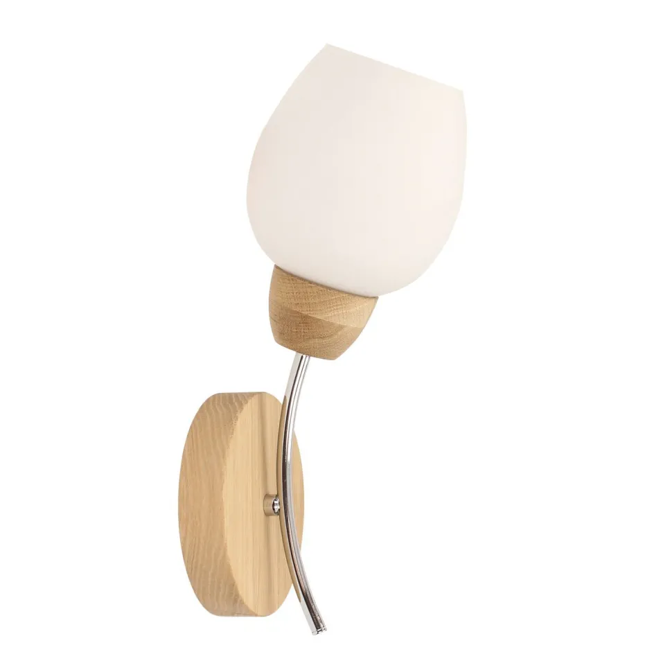Wandlampe Glas Holz blendarmes Licht E27 Retro