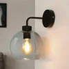 Wandlampe Glas Kugel Schirm Grau Schwarz KANZENE