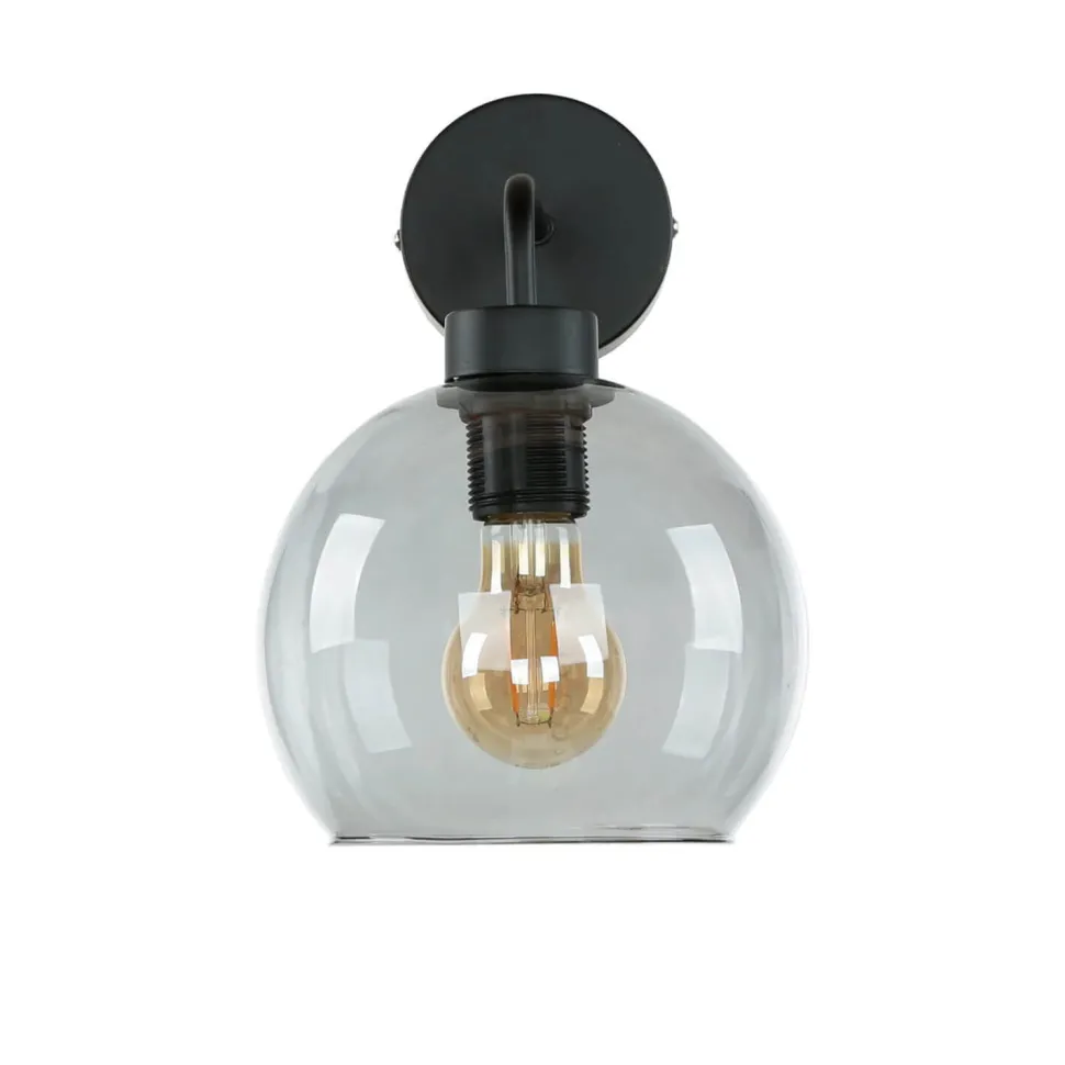 Wandlampe Glas Kugel Schirm Grau Schwarz KANZENE