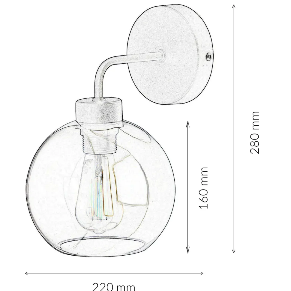 Wandlampe Glas Kugel Schirm Grau Schwarz KANZENE