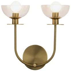 Wandlampe Glas Metall B: 30,5 cm in Gold 2x E14