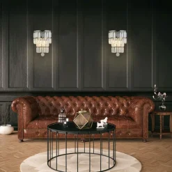 Wandlampe Glas Metall Modern H:30 cm E14 IP44 in Chrom